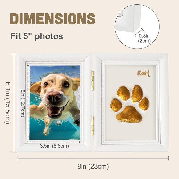 Paw Print Kit with Picture Frame and Imprint Clay, Pawprints Impression Keepsake - Picture 3 of 6